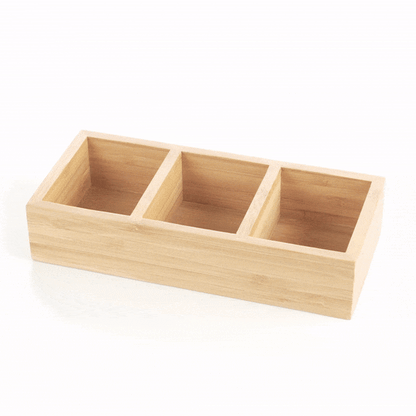 Restpresso Rectangle Natural Bamboo Packet Organizer - 9 1/2" x 4 1/4" x 2" - 1 count box