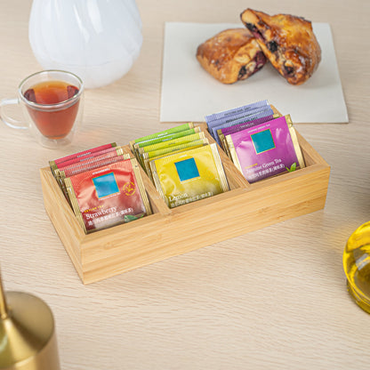 Restpresso Rectangle Natural Bamboo Packet Organizer - 9 1/2" x 4 1/4" x 2" - 1 count box