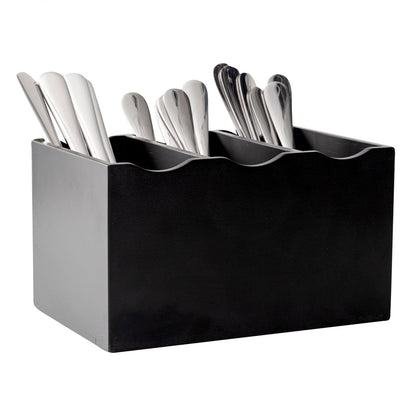 Eco Display Rectangle Black Bamboo Flatware Display - 8 1/4" x 5 1/2" x 4 3/4" - 1 count box