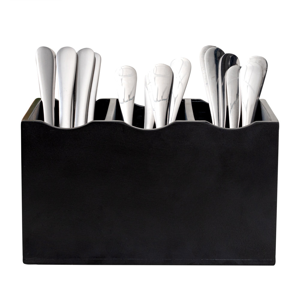 Eco Display Rectangle Black Bamboo Flatware Display - 8 1/4" x 5 1/2" x 4 3/4" - 1 count box