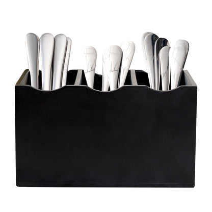 Eco Display Rectangle Black Bamboo Flatware Display - 8 1/4" x 5 1/2" x 4 3/4" - 1 count box