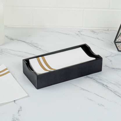 Nature Tek Rectangle Black Bamboo Napkin Holder - 9 1/2" x 4 1/4" x 2" - 1 count box