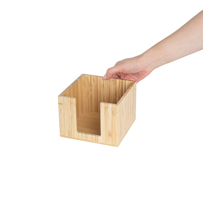 Nature Tek Square Natural Bamboo Cocktail Napkin Holder - 5 1/2" x 5 1/2" x 4" - 1 count box