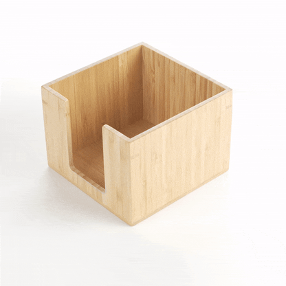 Nature Tek Square Natural Bamboo Cocktail Napkin Holder - 5 1/2" x 5 1/2" x 4" - 1 count box