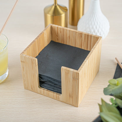 Nature Tek Square Natural Bamboo Cocktail Napkin Holder - 5 1/2" x 5 1/2" x 4" - 1 count box