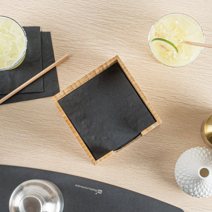 Nature Tek Square Natural Bamboo Cocktail Napkin Holder - 5 1/2" x 5 1/2" x 4" - 1 count box