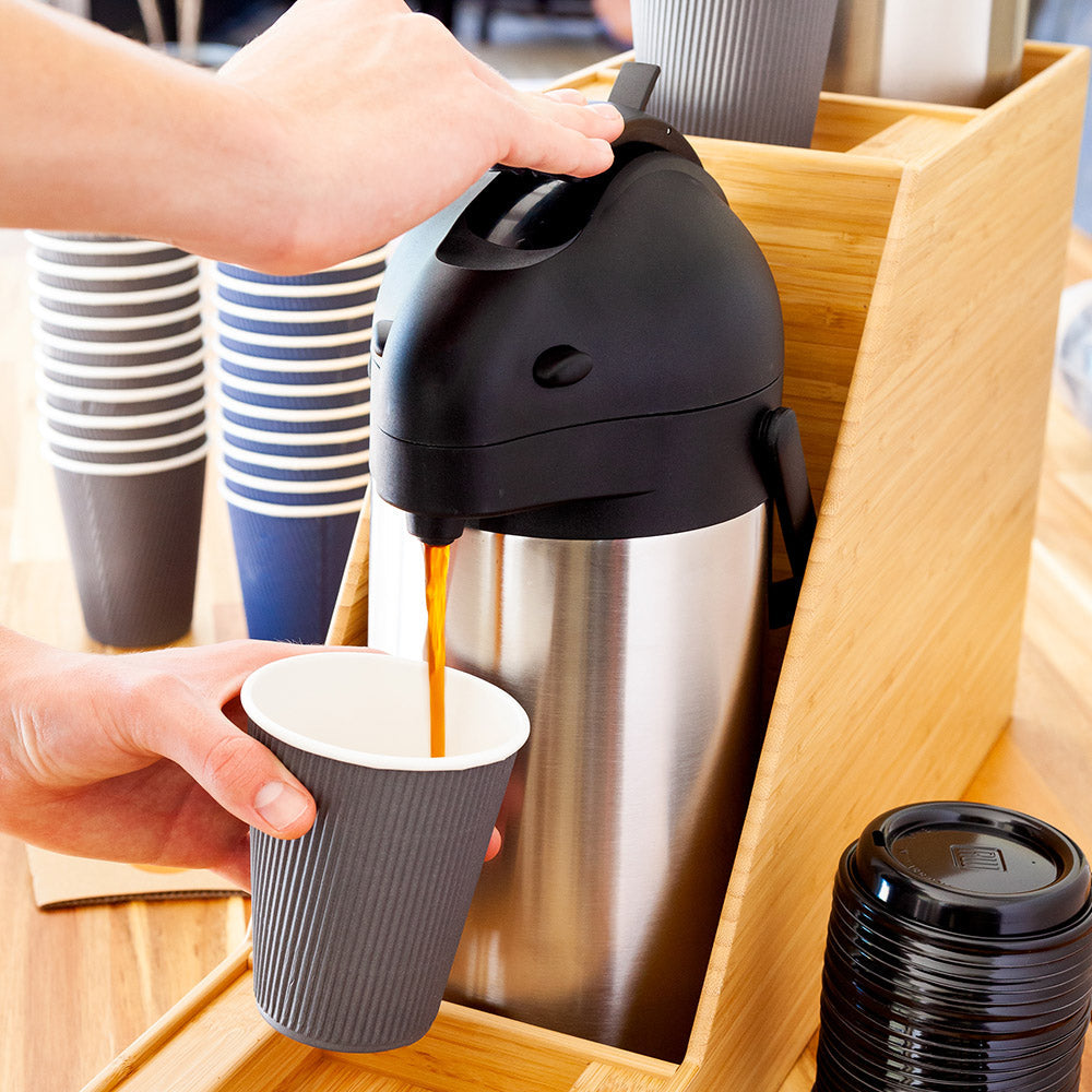 Restpresso Natural Bamboo Dual Airpot Coffee Dispenser Display - 23 1/2" x 7" x 13 1/2" - 1 count box