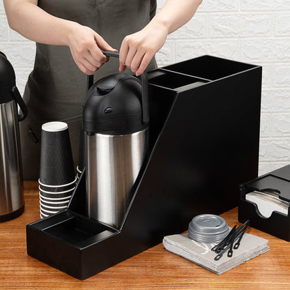 Restpresso Black Bamboo Dual Airpot Coffee Dispenser Display - 23 1/2" x 7" x 13 1/2" - 1 count box