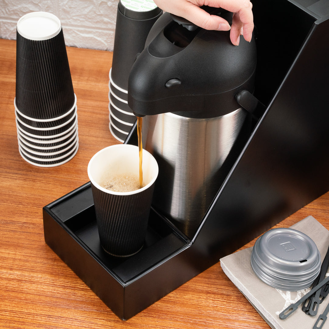 Restpresso Black Bamboo Dual Airpot Coffee Dispenser Display - 23 1/2" x 7" x 13 1/2" - 1 count box