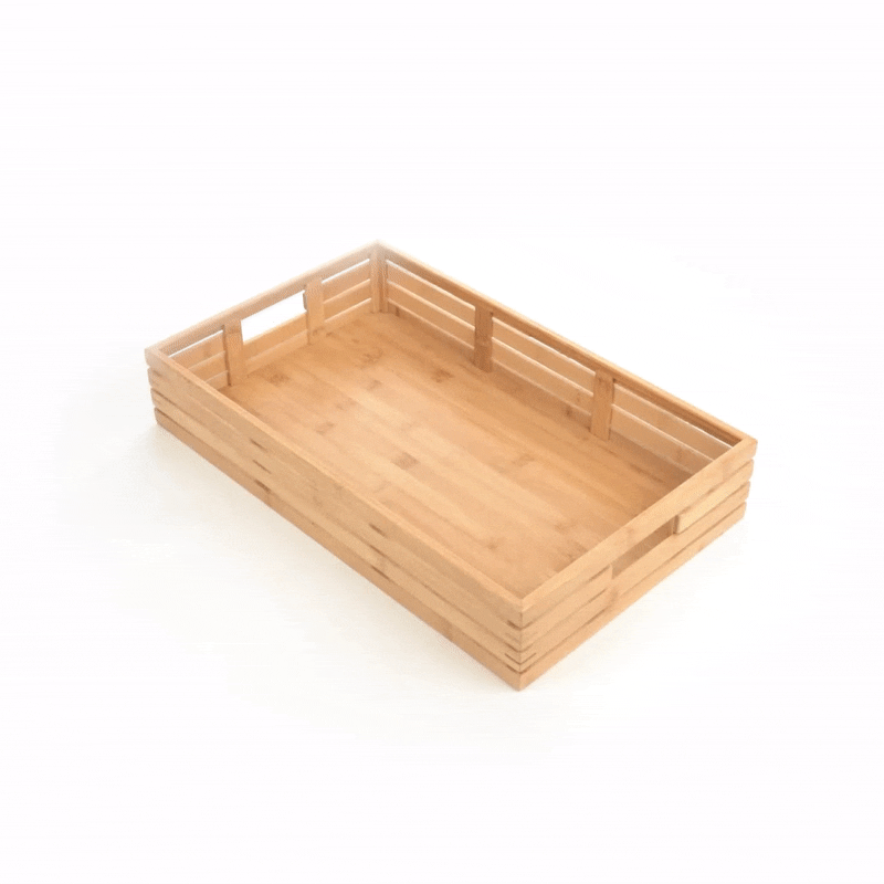 Nature Tek Rectangle Natural Bamboo Serving Tray - with Handles - 20 3/4" x 13" x 3 3/4" - 1 count box