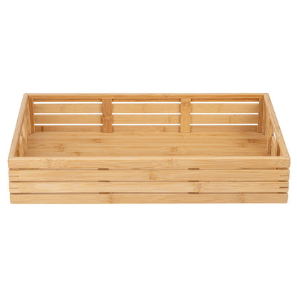 Nature Tek Rectangle Natural Bamboo Serving Tray - with Handles - 20 3/4" x 13" x 3 3/4" - 1 count box