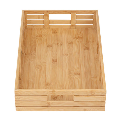 Nature Tek Rectangle Natural Bamboo Serving Tray - with Handles - 20 3/4" x 13" x 3 3/4" - 1 count box