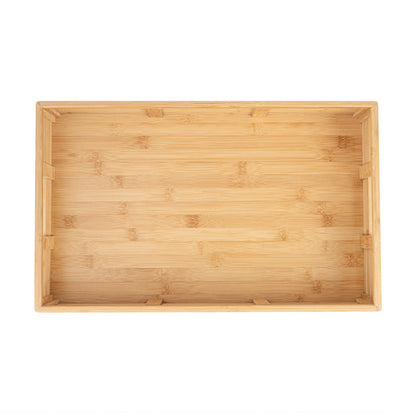Nature Tek Rectangle Natural Bamboo Serving Tray - with Handles - 20 3/4" x 13" x 3 3/4" - 1 count box