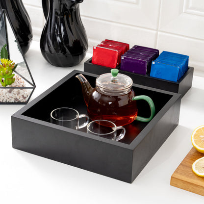 Nature Tek Square Black Bamboo Small Tray - 10" x 10" x 2 3/4" - 1 count box
