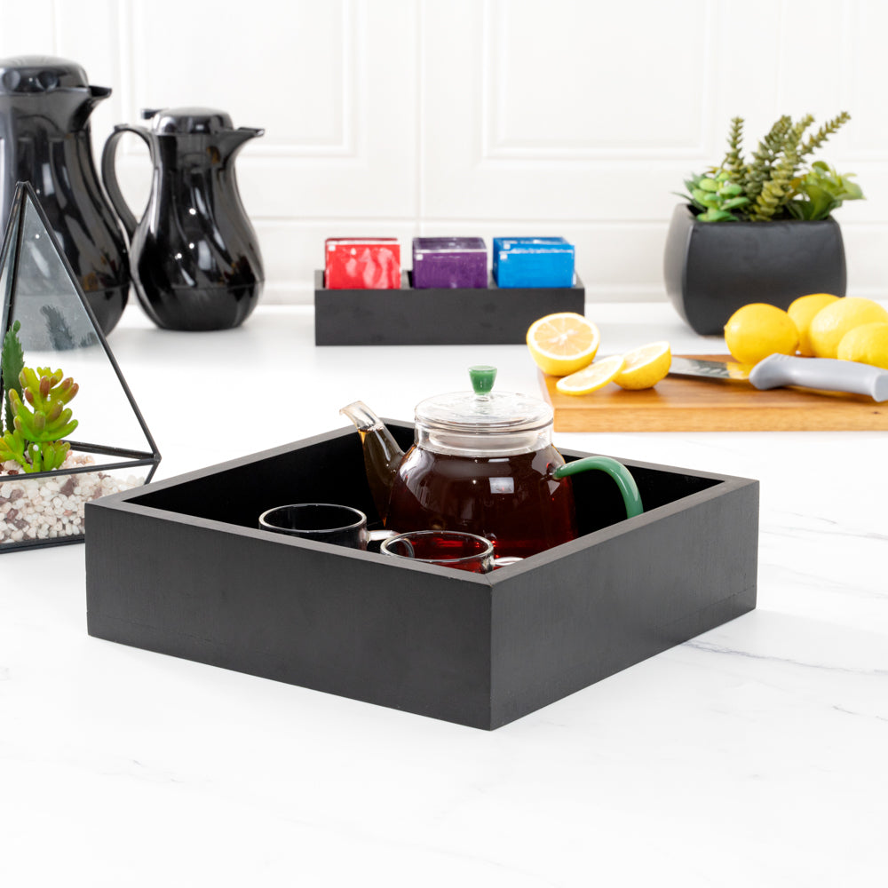 Nature Tek Square Black Bamboo Small Tray - 10" x 10" x 2 3/4" - 1 count box