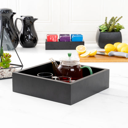 Nature Tek Square Black Bamboo Small Tray - 10" x 10" x 2 3/4" - 1 count box