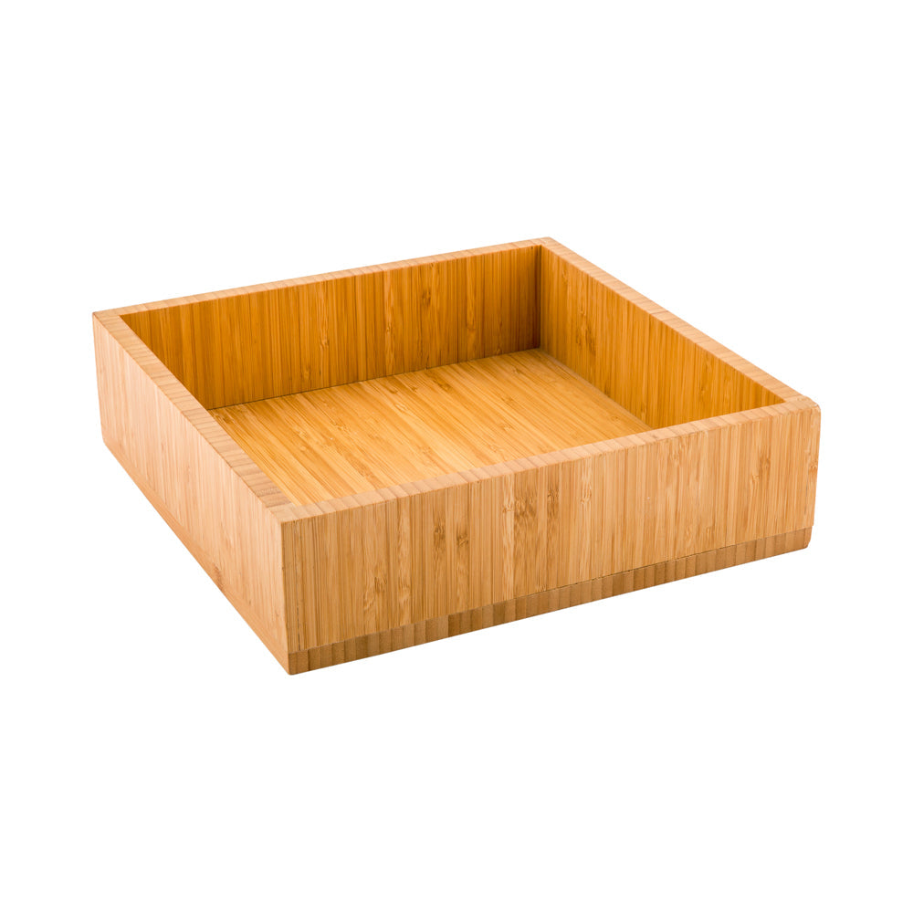 Nature Tek Square Natural Bamboo Large Tray - 11 3/4" x 11 3/4" x 3 1/4" - 1 count box