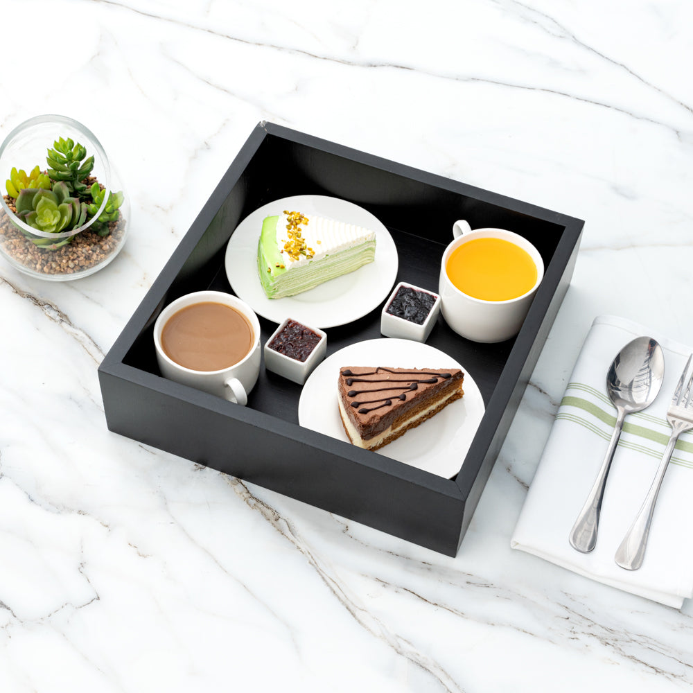Nature Tek Square Black Bamboo Large Tray - 11 3/4" x 11 3/4" x 3 1/4" - 1 count box