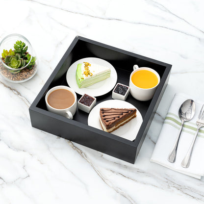 Nature Tek Square Black Bamboo Large Tray - 11 3/4" x 11 3/4" x 3 1/4" - 1 count box