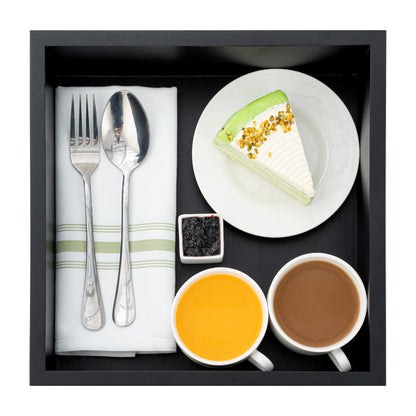 Nature Tek Square Black Bamboo Large Tray - 11 3/4" x 11 3/4" x 3 1/4" - 1 count box