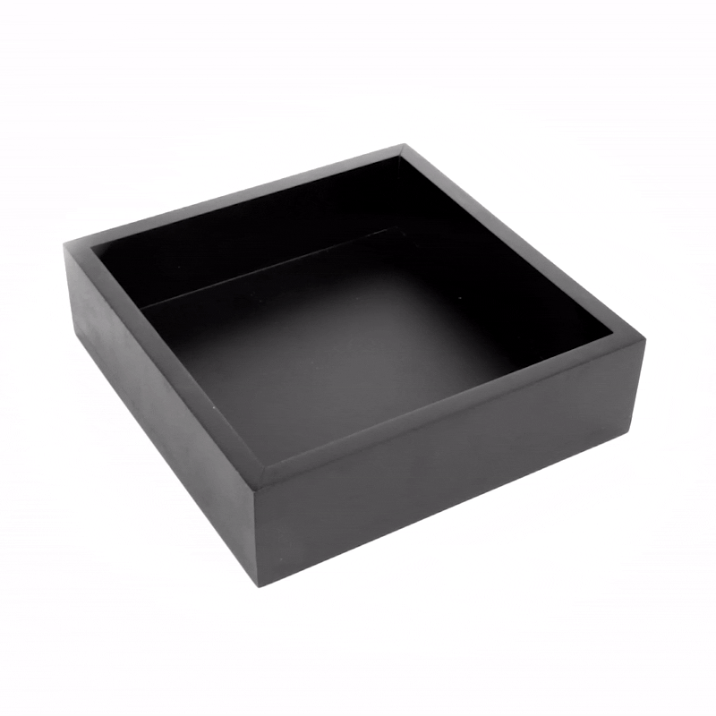 Nature Tek Square Black Bamboo Large Tray - 11 3/4" x 11 3/4" x 3 1/4" - 1 count box