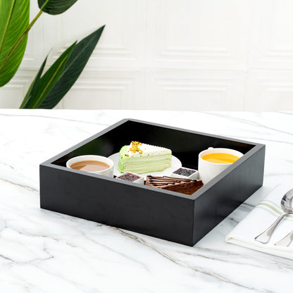 Nature Tek Square Black Bamboo Large Tray - 11 3/4" x 11 3/4" x 3 1/4" - 1 count box