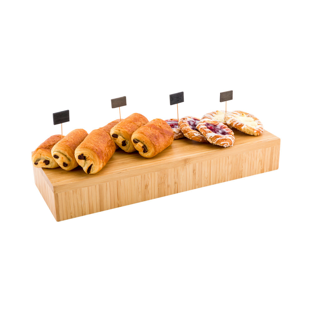 Cater Tek Rectangle Natural Bamboo Short Riser - 20 1/2" x 7" x 3 1/4" - 1 count box