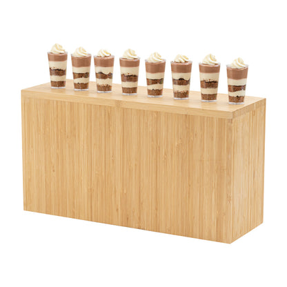 Cater Tek Rectangle Natural Bamboo Tall Riser - 20 1/2" x 7" x 11" - 1 count box