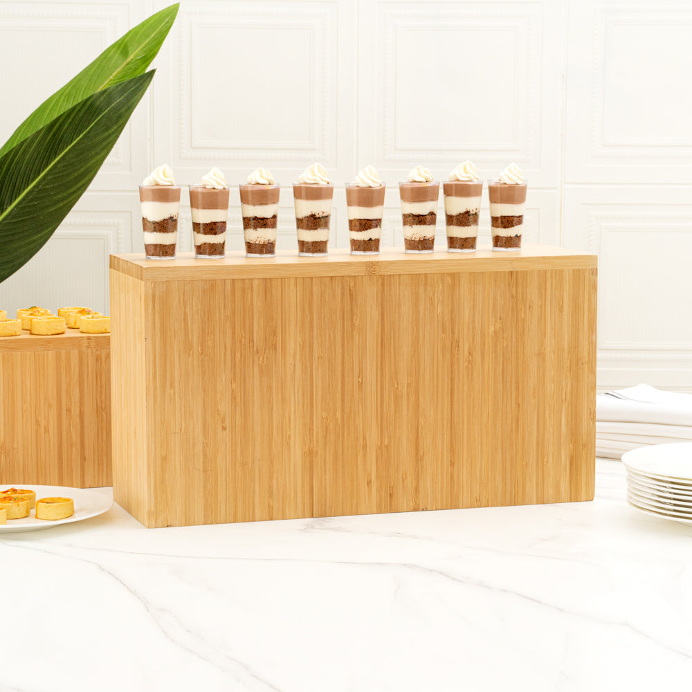 Cater Tek Rectangle Natural Bamboo Tall Riser - 20 1/2" x 7" x 11" - 1 count box