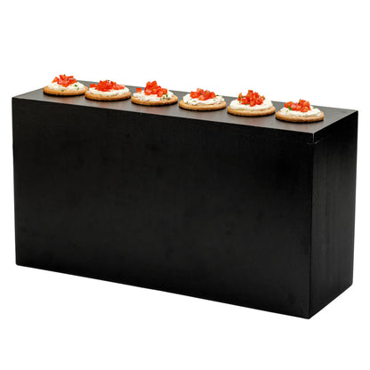 Cater Tek Rectangle Black Bamboo Tall Riser - 20 1/2" x 7" x 11" - 1 count box