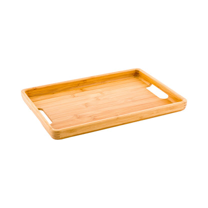 Nature Tek Rectangle Natural Bamboo Serving Tray - with Handles - 13 1/2" x 9 1/2" x 1" - 1 count box