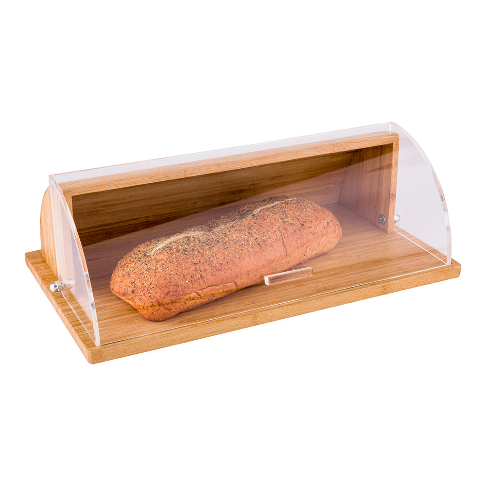 Eco Display Rectangle Natural Bamboo Roll Top Cover Display - 20" x 11 1/2" x 6 1/2" - 1 count box