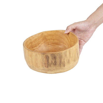 Nature Tek 64 oz Round Natural Wood Serving Bowl - 9 1/4" x 8 1/4" x 3 1/2" - 1 count box