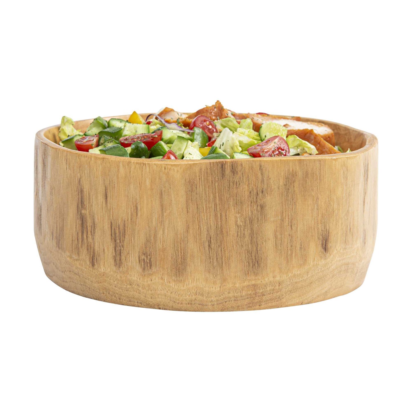 Nature Tek 64 oz Round Natural Wood Serving Bowl - 9 1/4" x 8 1/4" x 3 1/2" - 1 count box