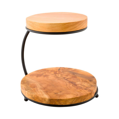 Nature Tek Natural Wood Display Stand - 2-Tier, with Metal Frame - 10 3/4" x 9 3/4" x 9 3/4" - 1 count box