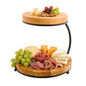 Nature Tek Natural Wood Display Stand - 2-Tier, with Metal Frame - 10 3/4" x 9 3/4" x 9 3/4" - 1 count box