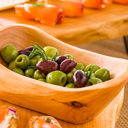 Nature Tek 13 oz Oval Natural Wood Serving Bowl - 7 1/2" x 4 1/4" x 2 3/4" - 1 count box