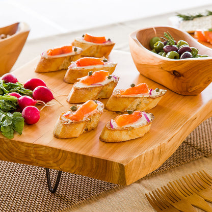 Nature Tek Natural Wood Large Serving Stand - 3-Legged - 15" x 14" x 1 1/2" - 1 count box
