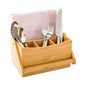 Eco Display Natural Bamboo Flatware Holder - with Handle - 8 1/4" x 5" x 9 1/4" - 1 count box