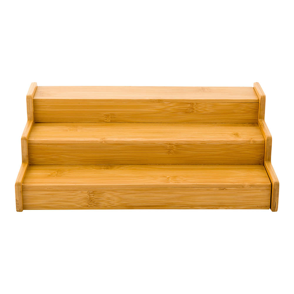 Eco Display Natural Bamboo Spice Shelf - 3-Tier, Expandable - 12 1/2" x 9 3/4" x 4 1/4" - 1 count box