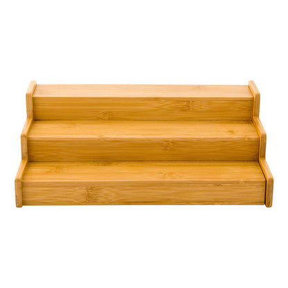 Eco Display Natural Bamboo Spice Shelf - 3-Tier, Expandable - 12 1/2" x 9 3/4" x 4 1/4" - 1 count box