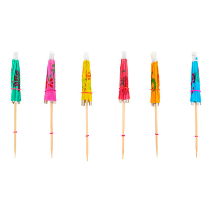 Pixy Assorted Bamboo Cocktail Umbrella Parasol Pick - 7 colors - 4" x 1/4" x 1/4" - 1000 count box