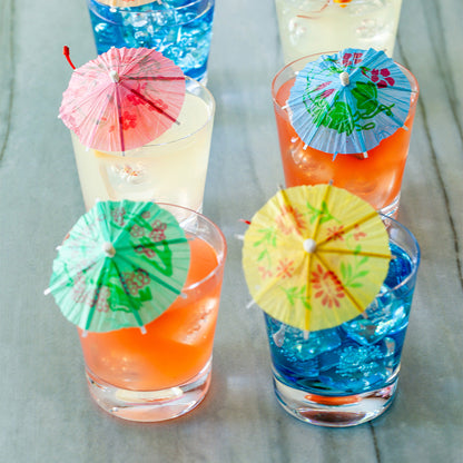 Pixy Assorted Bamboo Cocktail Umbrella Parasol Pick - 7 colors - 4" x 1/4" x 1/4" - 1000 count box