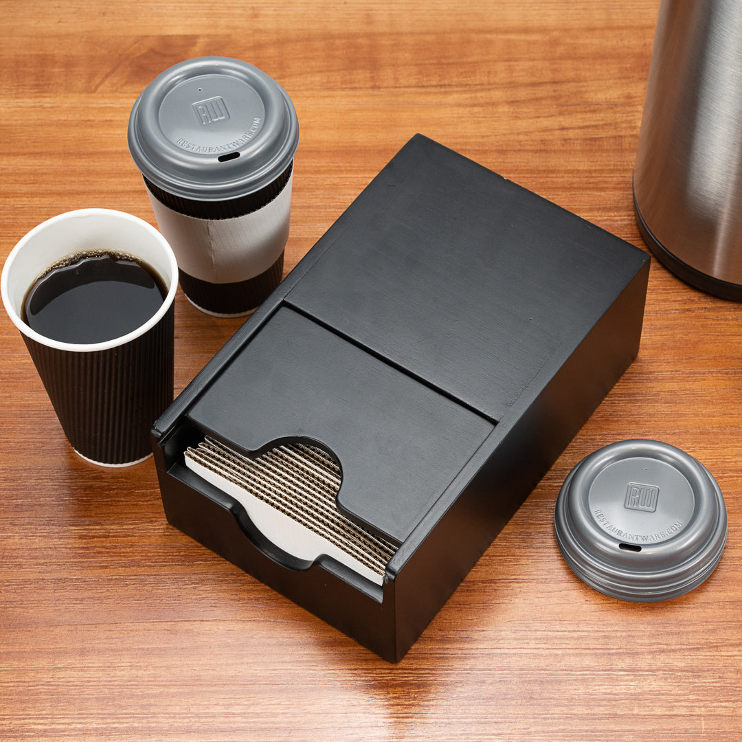Restpresso Black Bamboo Coffee Cup Sleeve Holder - 9 1/2'' x 6'' x 3.75'' - 1 count box