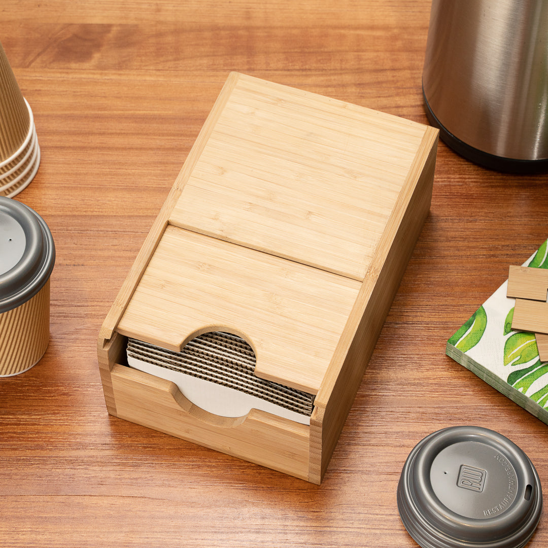 Restpresso Natural Bamboo Coffee Cup Sleeve Holder - 9 1/2'' x 6'' x 3.75'' - 1 count box