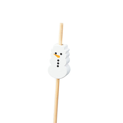 Pixy White Bamboo Snowman Pick - 3 1/2" - 1000 count box