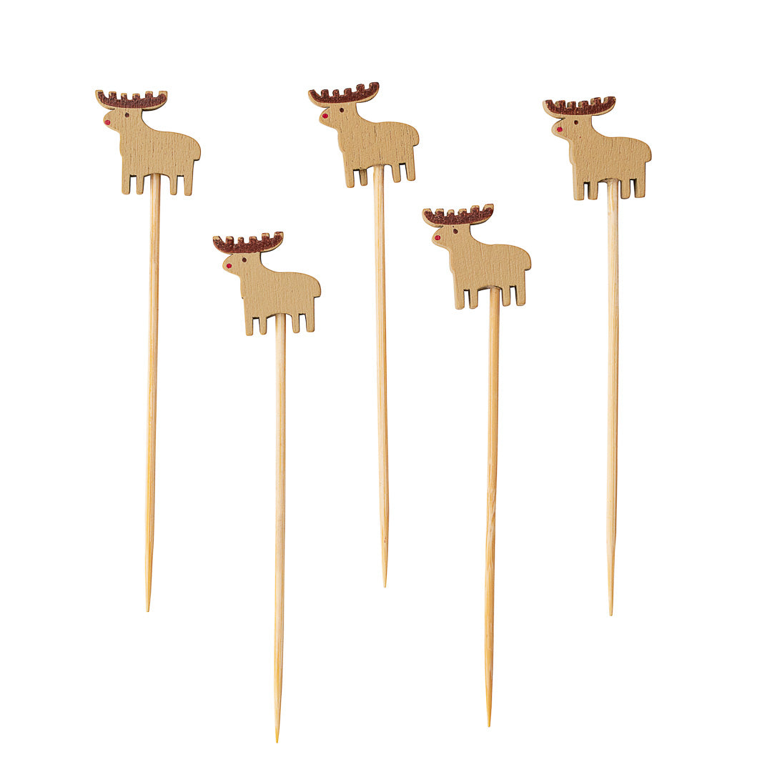 Pixy Natural Bamboo Rudolph Pick - 3 1/2" - 100 count box