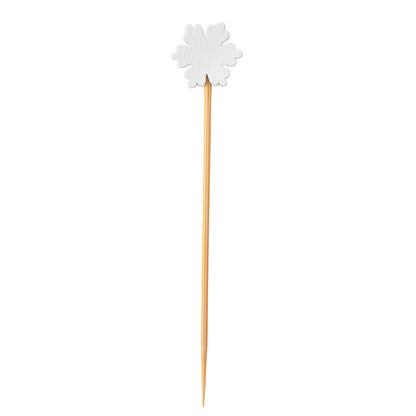 Pixy White Bamboo Snowflake Pick - 3 1/2" - 100 count box