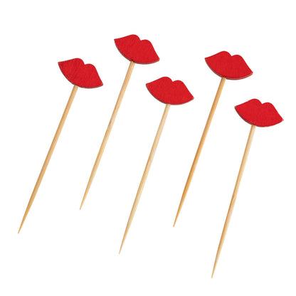 Pixy Red Bamboo Sexy Lips Pick - 2 3/4" - 100 count box