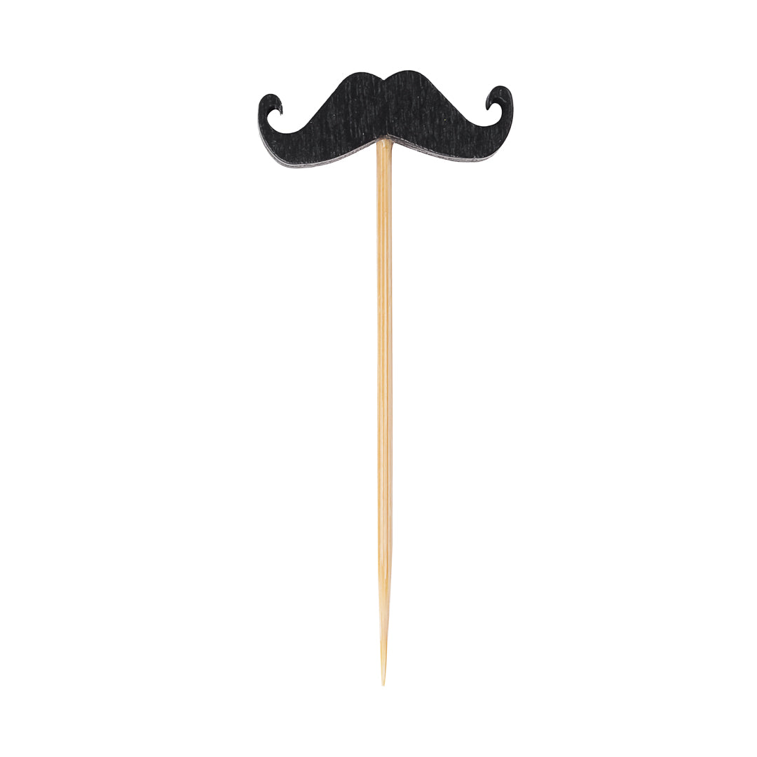 Pixy Black Bamboo Moustache Pick - 2 3/4" - 100 count box